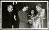 Miguel Delibes Setién y Ángeles de Castro el día de su boda en la capilla del Colegio Nuestra Señ...