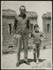 Miguel Delibes Setién con su hijo Juan Delibes de Castro, en el Castillo de La Mota  de Medina de...