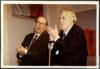 Miguel Delibes Setién y José Vela Zanetti en una exposición en el Colegio de Lourdes de Valladoli...