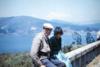 Miguel Delibes Setién y su hija Camino durante sus vacaciones por Galicia.