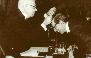 Dámaso Alonso impone la medalla a Miguel Delibes como nuevo académico. 1975-05-25. Madrid.