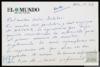 Carta de Pedro Cáceres a Miguel Delibes Setién, agradeciendo la entrevista que concedió al suplem...