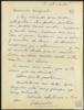 Carta de Eduardo García Benito a Miguel Delibes Setién, sobre la espera del traslado definitivo.